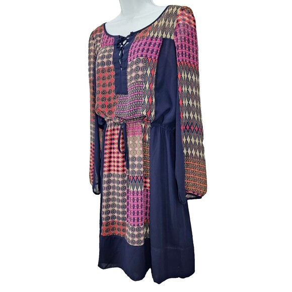 Anthropologie MAEVE Patchwork Dress Blouson Balloon Sleeve Boho Hippie Womens M - Picture 5 of 15